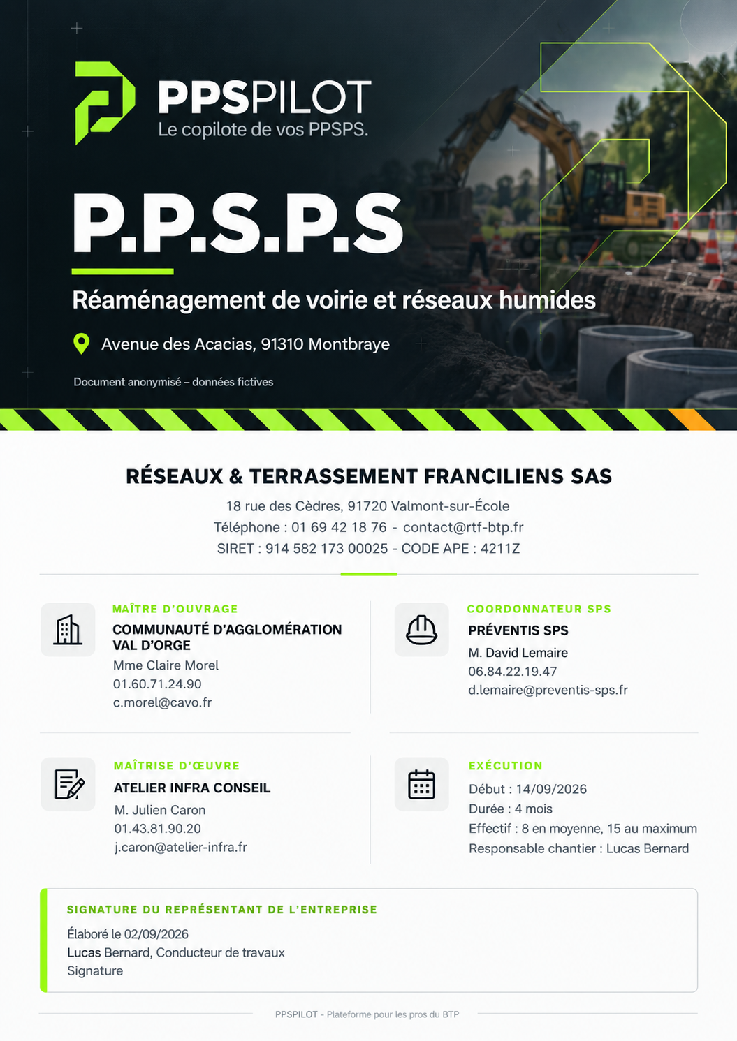 Aperçu réel du document PPSPS généré